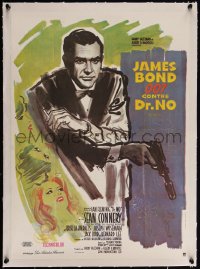 4d0356 DR. NO linen French 16x22 R1970s art of Sean Connery as James Bond 007 with sexy ladies!
