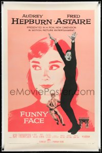 4d0588 FUNNY FACE linen 1sh 1957 art of Audrey Hepburn close up & full-length + Fred Astaire!