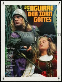 4d0336 AGUIRRE, THE WRATH OF GOD linen German 1972 Werner Herzog, cool image of crazy Klaus Kinski!