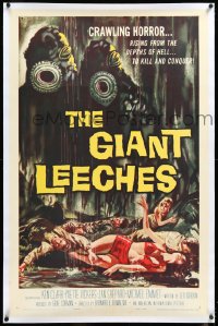 4d0594 GIANT LEECHES linen 1sh 1959 rising from the depths of Hell to kill and conquer, great art!
