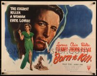 4d0219 BORN TO KILL 1/2sh 1947 art of smoking Lawrence Tierney & sexy Claire Trevor, rare!