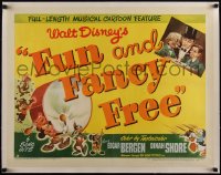 4d0397 FUN & FANCY FREE linen style B 1/2sh 1947 Disney, Mickey Mouse, Bergen, Snerd & McCarthy, rare!