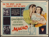 4d0317 MACAO linen style B 1/2sh 1952 Josef von Sternberg, art of Robert Mitchum & sexy Jane Russell!