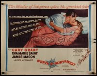 4d0222 NORTH BY NORTHWEST style B 1/2sh 1959 Cary Grant kissing Saint in upper berth, Hitchcock!