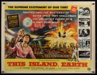 4d0215 THIS ISLAND EARTH style A 1/2sh 1955 sci-fi classic, great Reynold Brown art with mutants!
