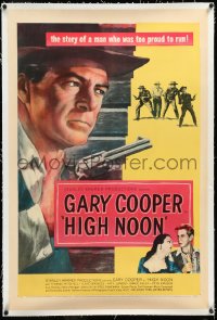 4d0610 HIGH NOON linen 1sh 1952 art of Gary Cooper, who was too proud to run, Fred Zinnemann classic!