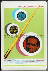 4d0616 HUSTLER linen 1sh R1964 Paul Newman, completely different with pool cue & images in balls!