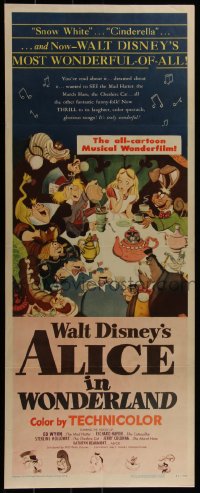 4d0228 ALICE IN WONDERLAND insert 1951 Walt Disney Lewis Carroll musical classic, wonderful art!