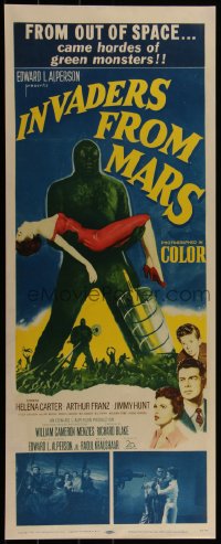 4d0232 INVADERS FROM MARS insert 1953 great art of hordes of green monsters from outer space!