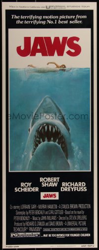 4d0233 JAWS insert 1975 Steven Spielberg's classic movie & image, much more rare than the one-sheet!