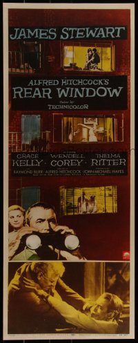 4d0206 REAR WINDOW insert 1954 Alfred Hitchcock classic, art of voyeur Jimmy Stewart & Grace Kelly!