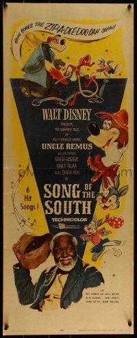 4d0208 SONG OF THE SOUTH insert R1956 Walt Disney, Uncle Remus, Br'er Rabbit & Br'er Bear!