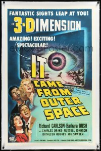 4d0627 IT CAME FROM OUTER SPACE linen 3D 1sh 1953 Ray Bradbury, classic 3-D sci-fi, Joseph Smith art!