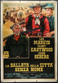 4d0041 PAINT YOUR WAGON linen Italian 2p 1970 different Colizzi art of Clint Eastwood, Marvin & Seberg!