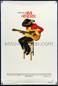 4d0631 JIMI HENDRIX linen 1sh 1974 great art of the rock & roll legend playing guitar on chair!