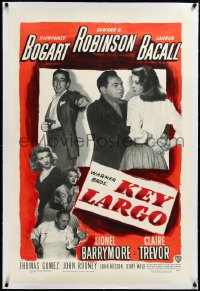 4d0636 KEY LARGO linen 1sh 1948 Humphrey Bogart, Lauren Bacall, Edward G. Robinson, John Huston!