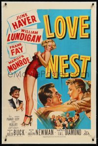4d0650 LOVE NEST linen 1sh 1951 full-length art of sexy Marilyn Monroe, William Lundigan, June Haver!