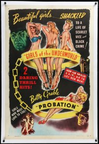 4d0653 MAD YOUTH/PROBATION linen 1sh 1946 art of Betty Grable, beautiful girls who must love to live!