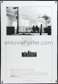 4d0663 MANHATTAN linen style B 1sh 1979 classic image of Woody Allen & Diane Keaton by bridge!