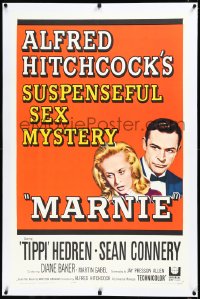 4d0664 MARNIE linen 1sh 1964 Sean Connery & Tippi Hedren in Hitchcock's suspenseful sex mystery!