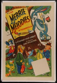 4d0665 MERRIE MELODIES linen 1sh 1941 great super early cartoon art of Bugs Bunny & Elmer Fudd, rare!