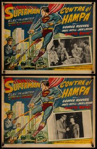 4d0161 SUPERMAN IN SCOTLAND YARD 3 Mexican LCs R1960s great border art of him repelling bullets!