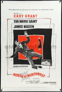 4d0682 NORTH BY NORTHWEST linen 1sh 1959 Alfred Hitchcock classic with Cary Grant & Eva Marie Saint!