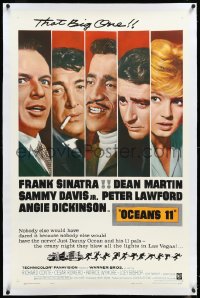 4d0686 OCEAN'S 11 linen 1sh 1960 Frank Sinatra, Dean Martin, Davis Jr., Dickinson, Lawford, Rat Pack!