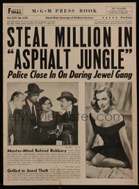 4d0175 ASPHALT JUNGLE pressbook 1950 Marilyn Monroe, John Huston classic film noir, ultra rare!