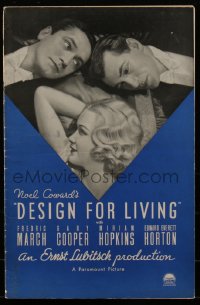 4d0177 DESIGN FOR LIVING pressbook 1933 Ernst Lubitsch, Coward, Gary Cooper, March, Hopkins, rare!