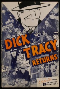 4d0179 DICK TRACY RETURNS die-cut pressbook 1938 Ralph Byrd, serial, Chester Gould art, ultra rare!