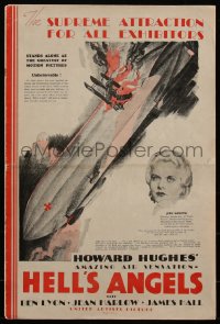 4d0182 HELL'S ANGELS pressbook 1930 sexy Jean Harlow, Ben Lyon, Hall, Howard Hughes, ultra rare!