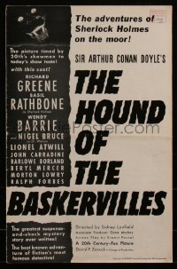 4d0184 HOUND OF THE BASKERVILLES pressbook 1939 Basil Rathbone as Sherlock Holmes, Nigel Bruce, rare!