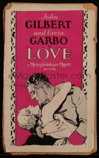 4d0187 LOVE pressbook 1927 art of Greta Garbo as Anna Karenina embracing John Gilbert, ultra rare!
