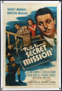 4d0700 PHILO VANCE'S SECRET MISSION linen 1sh 1947 detective Alan Curtis is on a sinister mission!