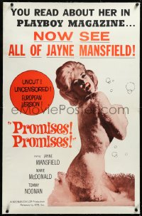 4d0705 PROMISES PROMISES linen 1sh 1963 sexy image of naked Jayne Mansfield covered only by bubbles!