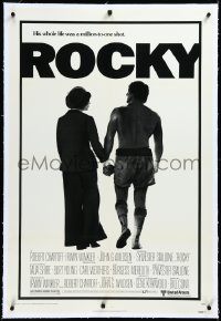 4d0715 ROCKY linen 1sh 1976 boxer Sylvester Stallone, Talia Shire, John G. Avildsen boxing classic!