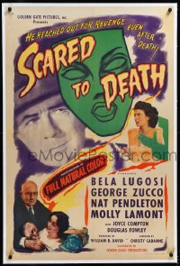 4d0721 SCARED TO DEATH linen 1sh 1947 Bela Lugosi reached out for revenge after death, ultra rare!