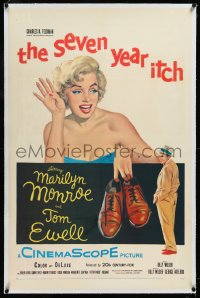 4d0722 SEVEN YEAR ITCH linen 1sh 1955 Billy Wilder, great art of sexy Marilyn Monroe & Tom Ewell!