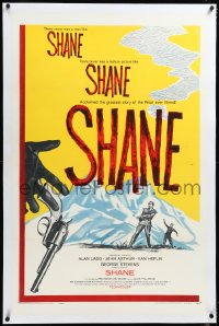 4d0724 SHANE linen 1sh R1959 most classic western, Alan Ladd, Jean Arthur, Van Heflin, De Wilde!
