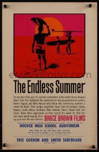 4d0241 ENDLESS SUMMER 11x17 special poster 1965 Bruce Brown, Van Hamersveld art, includes play dates!