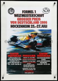 4d0493 GERMAN GRAND PRIX linen 16x24 German special poster 1986 Formula 1 racing, great art, rare!