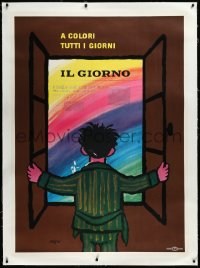 4d0063 IL GIORNO linen 39x55 Italian advertising poster 1965 great colorful art by Raymond Savignac!