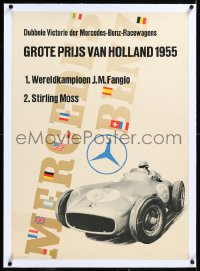 4d0497 MERCEDES-BENZ linen 24x33 German special poster 1955 Holland Grand Prix double winner, rare!