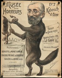 4d0283 MUSEE DES HORREURS No. 7 20x26 French special poster 1899 Lenepveu art of wolf Rabbi Kahn, rare!