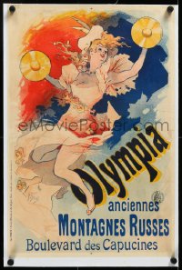 4d0498 OLYMPIA linen 15x23 French special poster 1893 Jules Cheret art of sexy female dancer, rare!