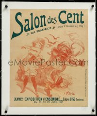 4d0500 SALON DES CENT linen 18x22 French special poster 1897 great Adolphe Willette art, ultra rare!