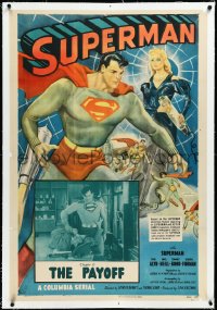 4d0738 SUPERMAN linen chapter 15 1sh 1948 Kirk Alyn in costume in both the artwork & the inset image!