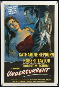 4d0756 UNDERCURRENT linen 1sh 1946 Katharine Hepburn wonders where Robert Taylor's brother is, noir!