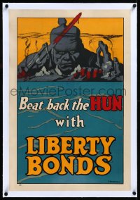 4d0450 BEAT BACK THE HUN WITH LIBERTY BONDS linen 20x30 WWI war poster 1918 Frederick Strothmann art